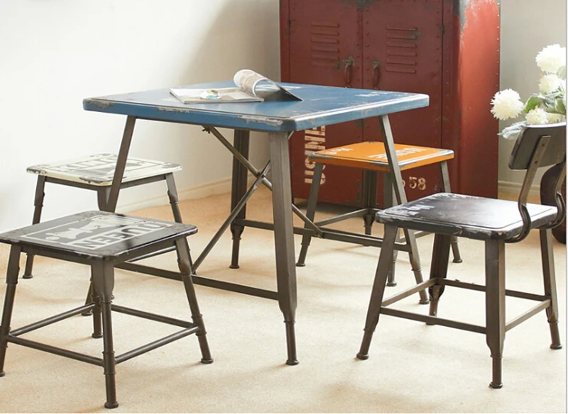 
Промышленный винтажный дизайн металлический квадратный угловой обеденный стол журнальный столик 