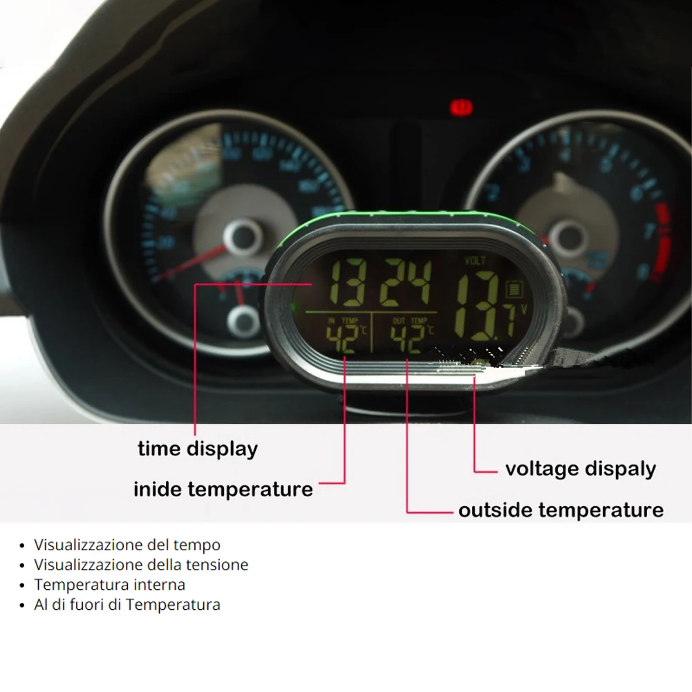 VST-7009V 4 en 1 thermomètre de voiture numérique compteur de