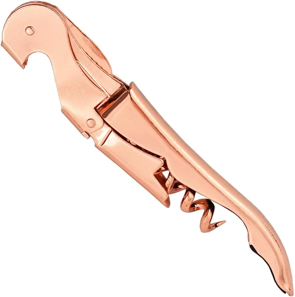 rose gold plated cork screw double hinge waiters corkscrew wine