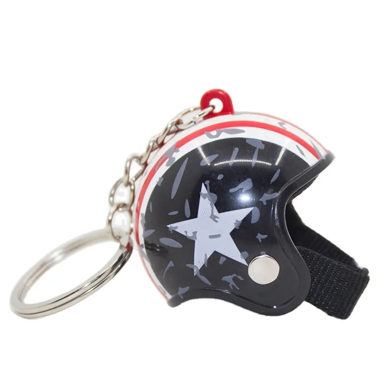 Creative Mini 3D Safety Helmet Key Chain Customized Plastic Motorcycle Helmet Keychain for Promotion