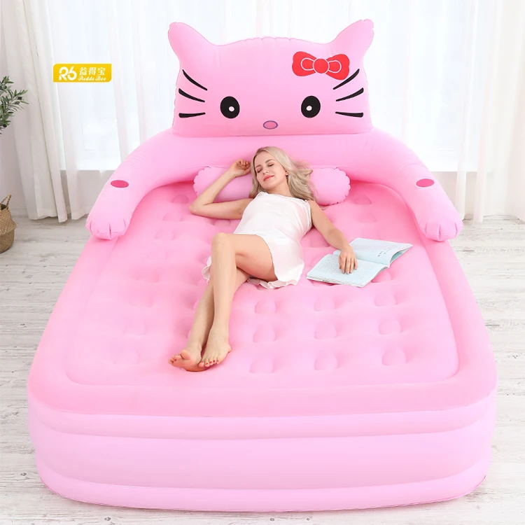Redde Boo Modern Design Inflatable Air Mattress Pink Flocking Bedroom Bed for Babies Fabric Home Furniture