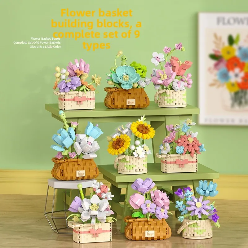 Lele Brothers W1605-1801 Plastic Flower Basket Succulent Toy