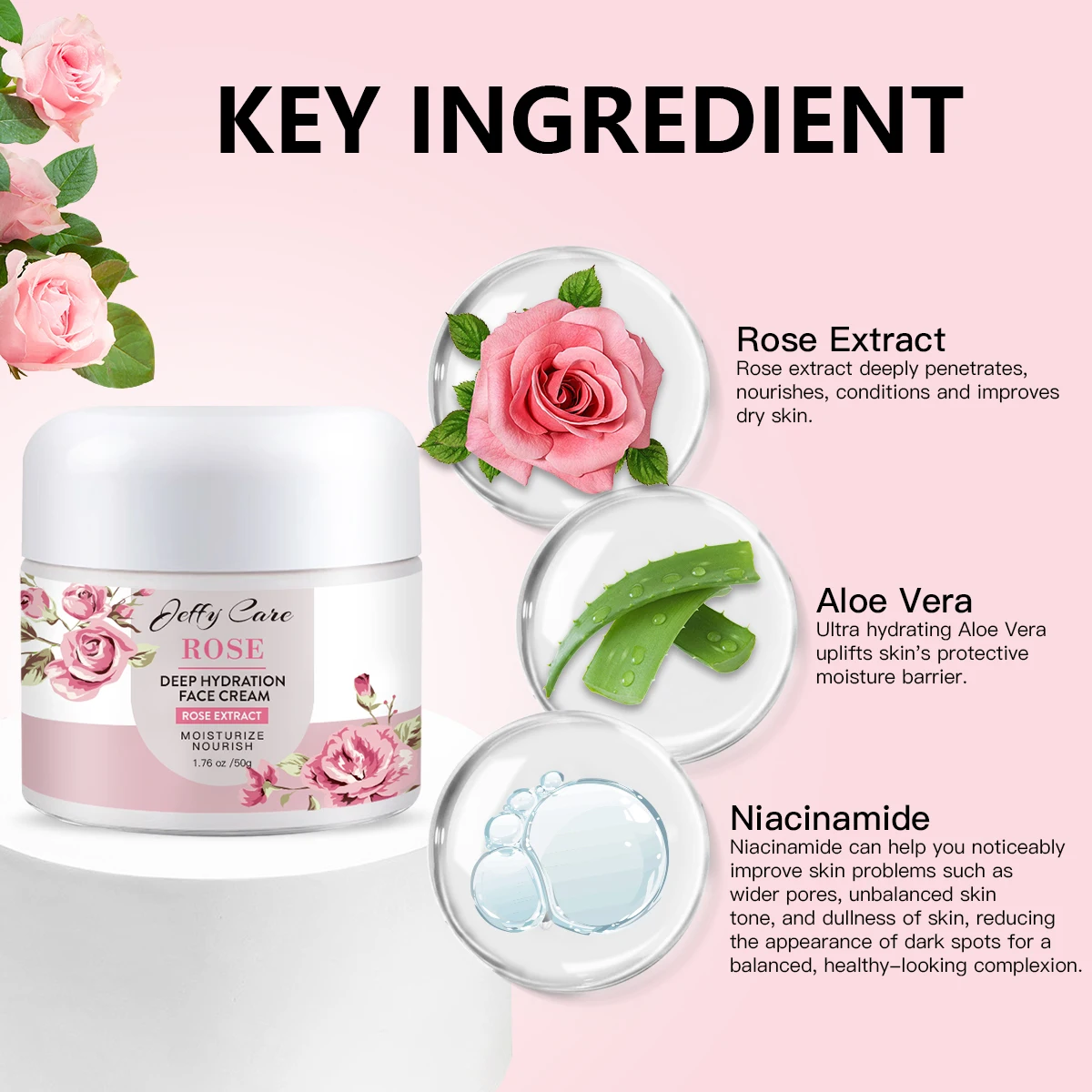 Индивидуальный набор для ухода за кожей, Натуральная роза, розовое очищающее средство для лица, сыворотка с тонером для лица, крем, антивозрастной персональный набор для ухода за кожей, частная этикетка