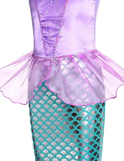 Little Girls Mermaid Costume Princess Dress up for Birthday with Accessories Crown Wand for 3-10 Years