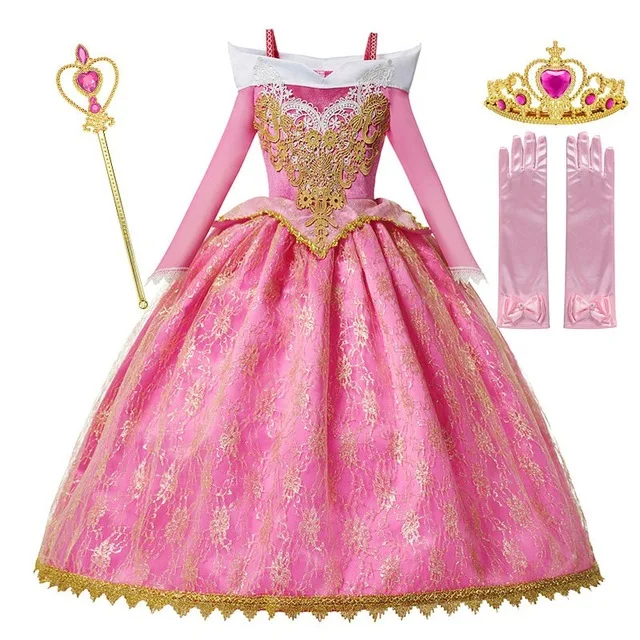 Girls Deluxe   Princess Costume   Sleeve Sleeping Beauty Pageant Party Gown Children