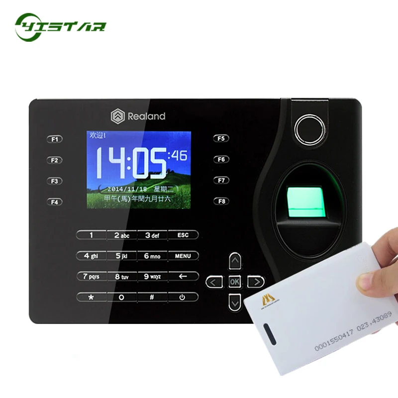 
Hot Sale Biometric Fingerprint Time Recording 125KHz RFID Card Time Attendance System A-C081 Realand Support P2P Cloud Service 