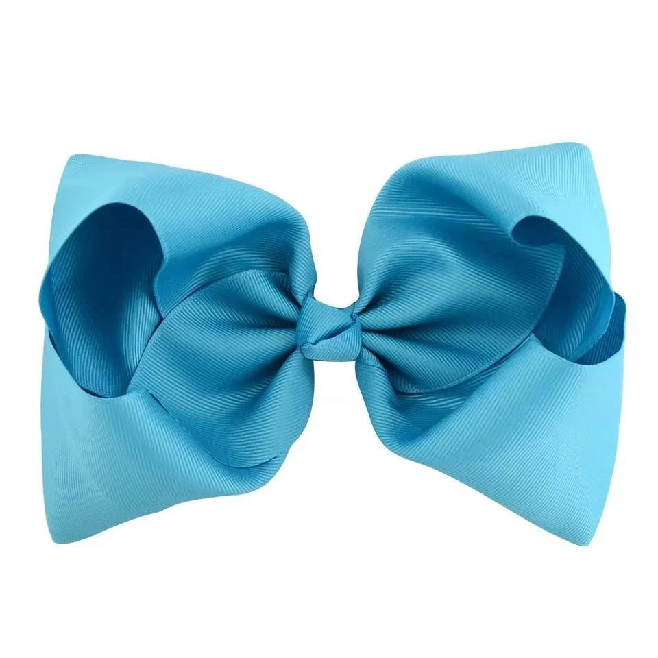 Hot Sale Cute 8 inch Grosgrain Solid Color Bowknot Hair Bows with Clips Handmade Cheap Price Kid Girls Hair Accessories