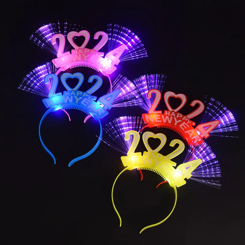 Led 2024 New Year Headband Light Up Flashing Happy New Year Tiaras Head ...