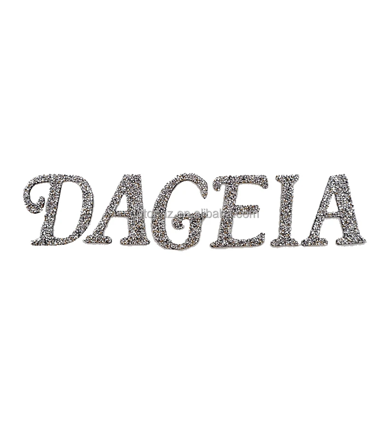 Free sample New arrival silicone logo heat transfer custom rhinestone greek letter patches for bags