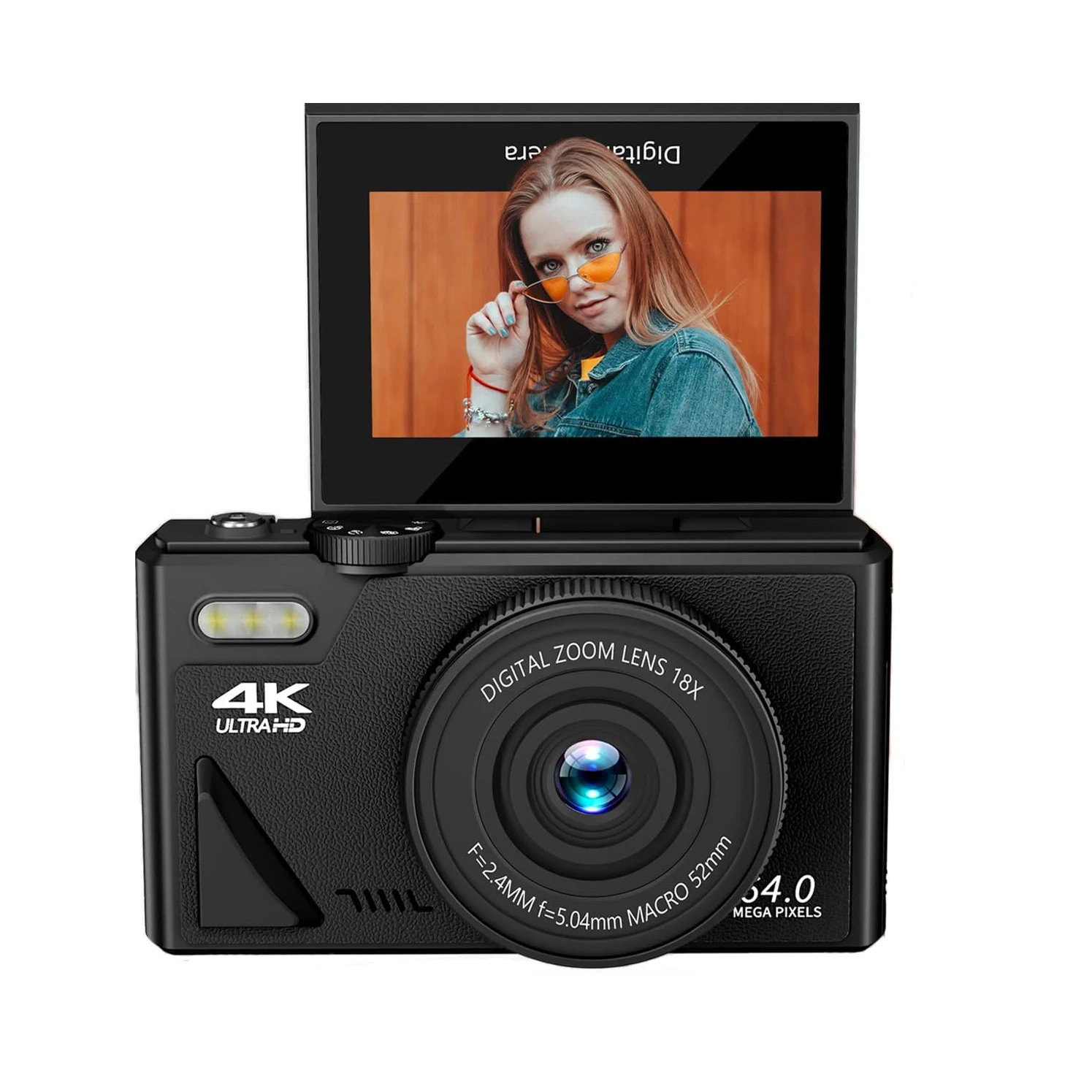 4K Compact Digital Photography Camera 18x Digital Zoom Vintage Vlog Video Recorder for YouTube 180° Flip Screen WiFi Webcam