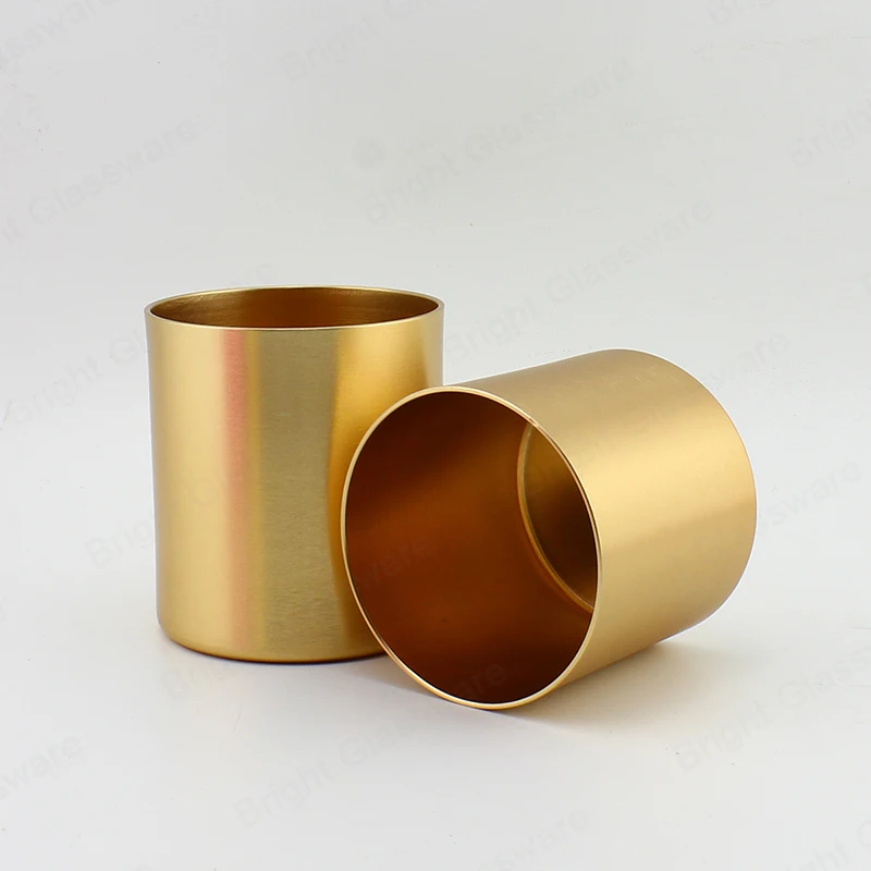Elegant Luxury 8oz 10oz Copper Gold Metal Votive Candle Jars Empty Lid ...