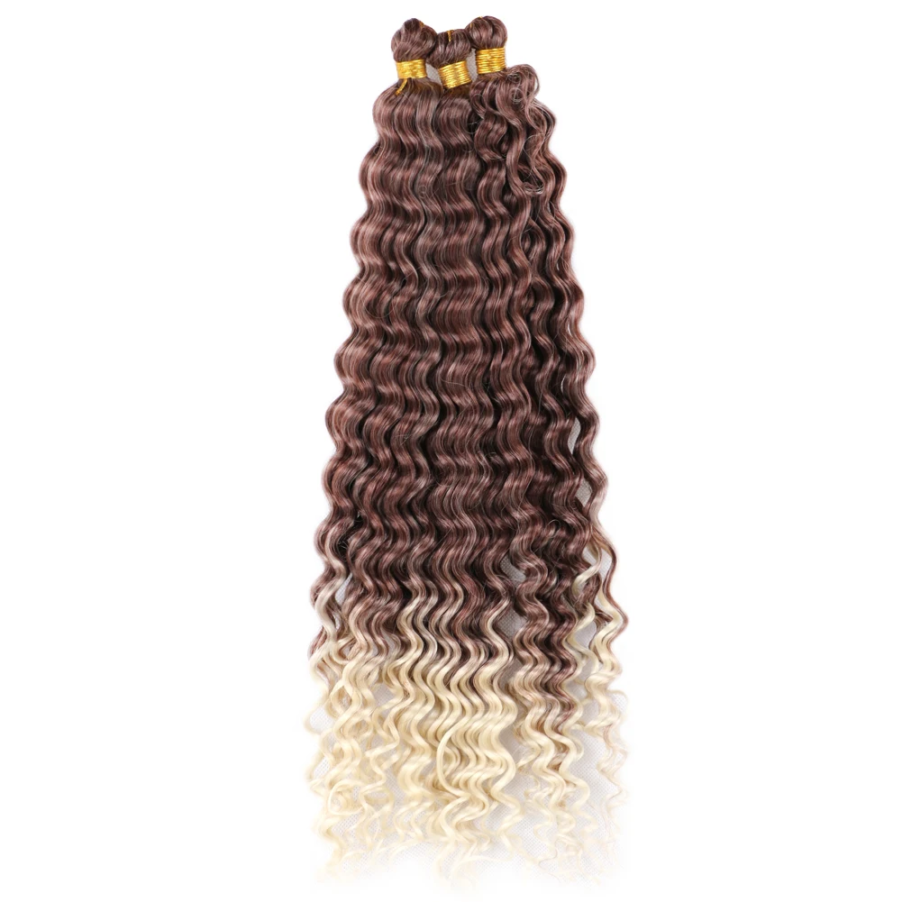 Deep Wave Ombre Color Crochet Braids 22inch Curly Synthetic Braiding ...