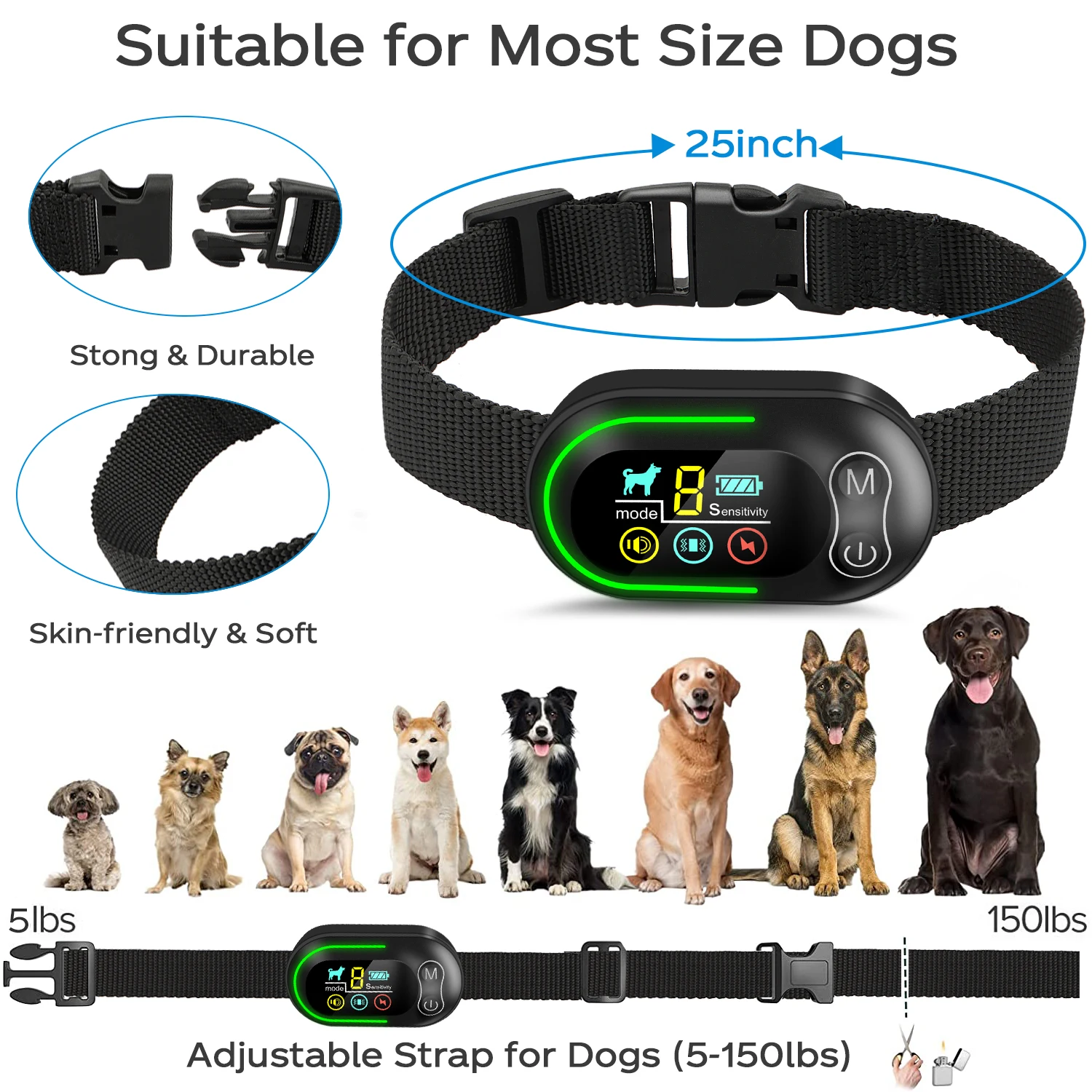 Smartpet New Rechargeable Dog Bark Collar Anti Barking Collar 5