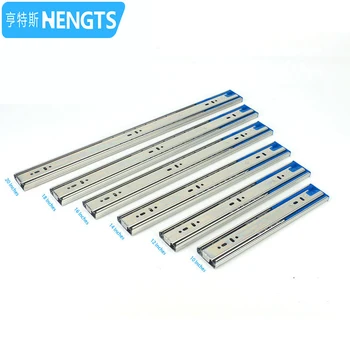 Furniture Hardware 3-Fold Telescopic Channels Ball Bearing Slides Soft Close Drawer Slide with Double Spring