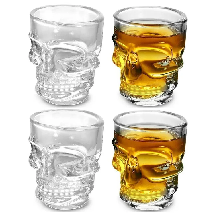 50ml Skull Head Empty clear Small Skull Shot Glass Cups Glass Liquor Spirits Wine Tequila Glass Cups