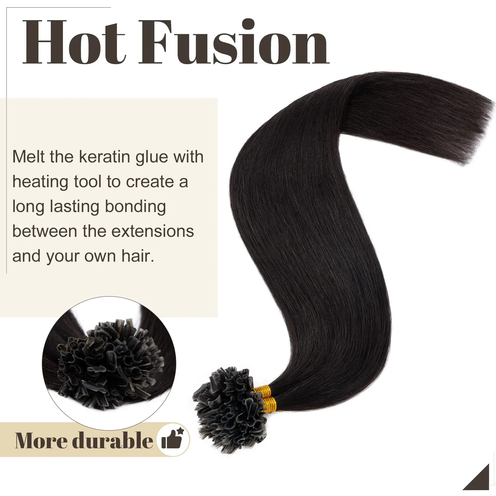 Gerade U-Tip-Haarverlängerungen, 100 % Echthaar, Nr. 1B, natürliche Farbe, Keratin-Kapsel-Fusion-Haarverlängerungen, 50 g/Packung, für Frauen_voghion.com