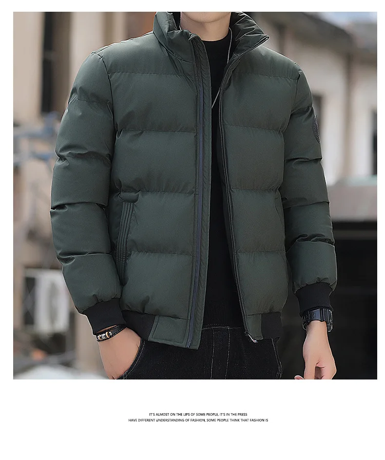 Men's Puffer Jacket Stand Collar Cotton Winter Warm Coat Slim_voghion.com