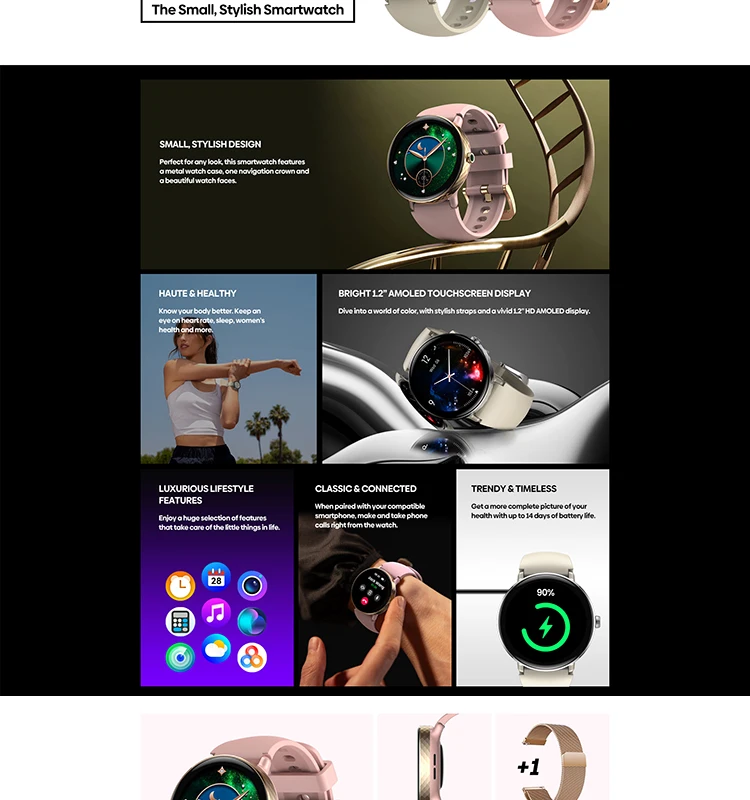 Zeblaze Lily 2 Voice Calling Female Smartwatch 1.2" AMOLED Screen Double Strap Health Management Sports Smart Watch