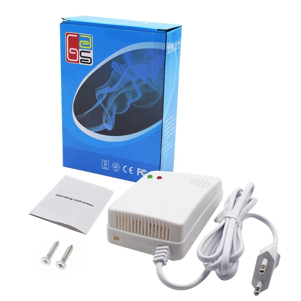 Gas Leak Detector Combustible Propane Butane Methane Natural Gas Safety Alarm Sensor Warning EU Plug