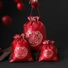 Wine-red baby-printed candy bags