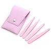 Conjunto rosa de 4 piezas (incluye bolso de cuero)
