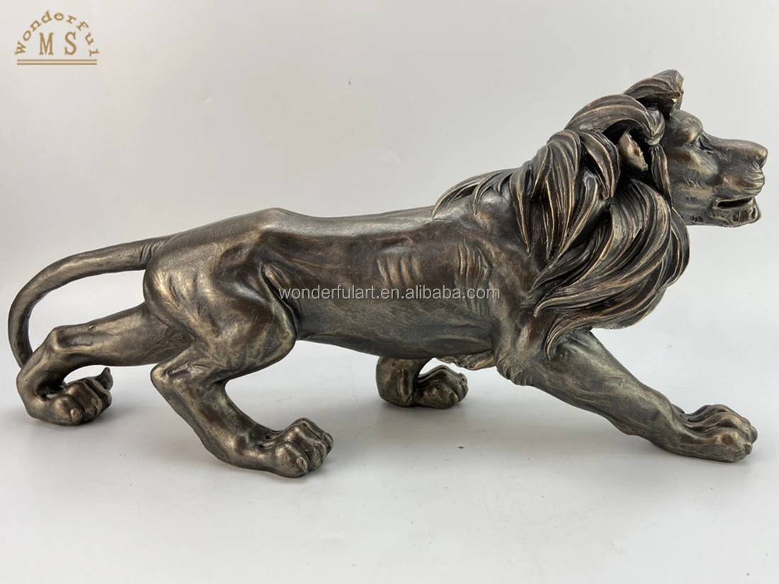 Resin lion sculpture polyresin animal ornament mother and son crafts ceramic statue gold polistone figurine home decoration