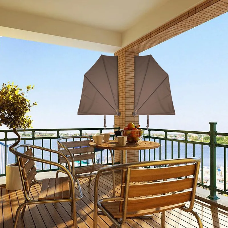 Outdoor Semicircle Sunshade Wind Screen Retractable Balcony Side Awning for Patio
