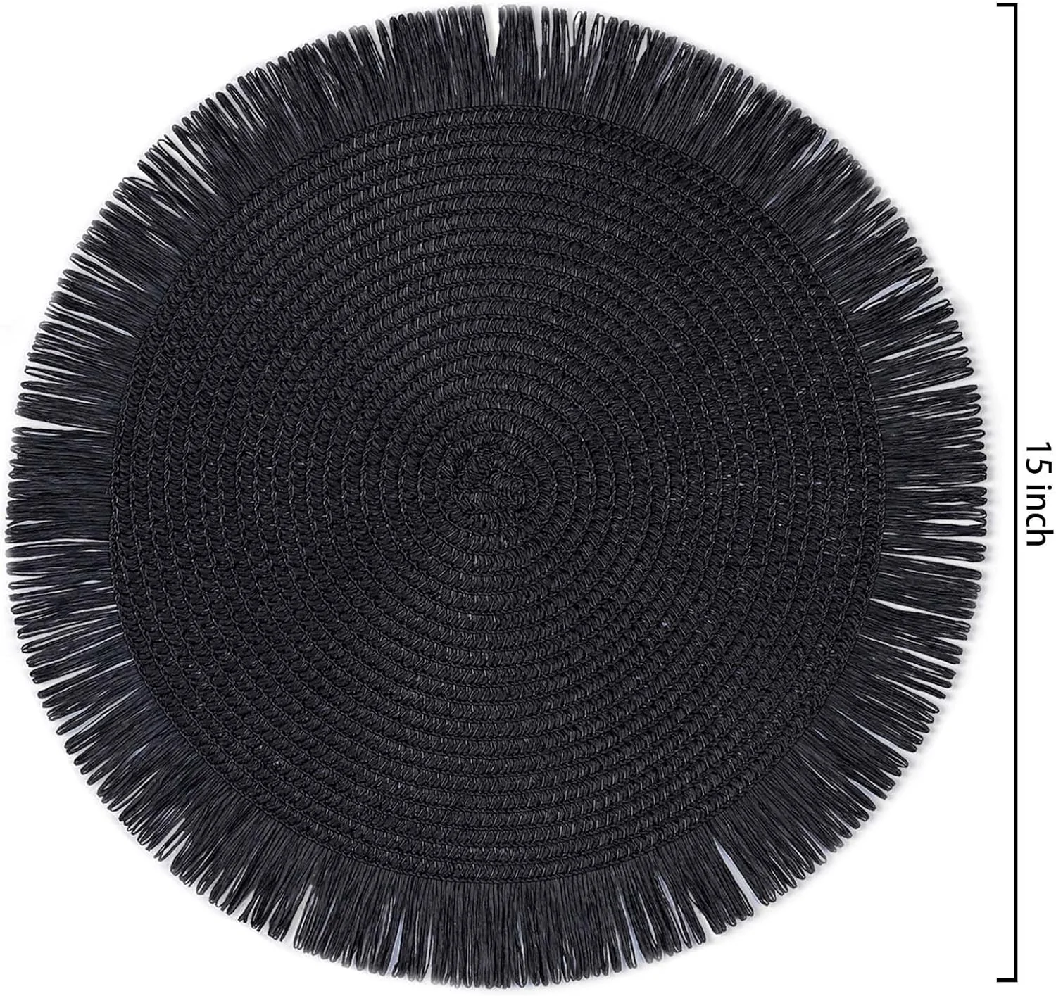 Round Woven Paper Placemats Set Of 6 Braided 15 Inches Indoor Outdoor