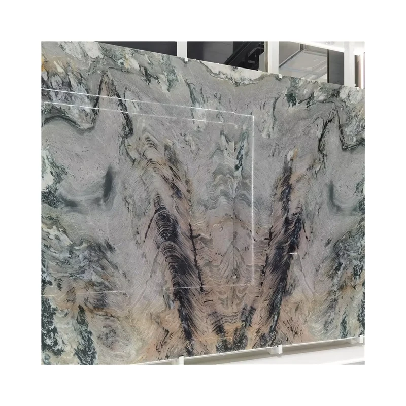 Luxury Natural Green Quartzite Book Match Slab for Hotel Wall Background Design