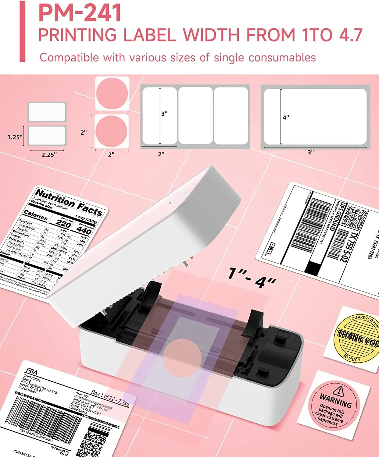 Desktop Phomemo Fast Printing USB 4inch Shipping Waybill Label Printer 104mm Thermal Barcode Label Printer for Dropshipping