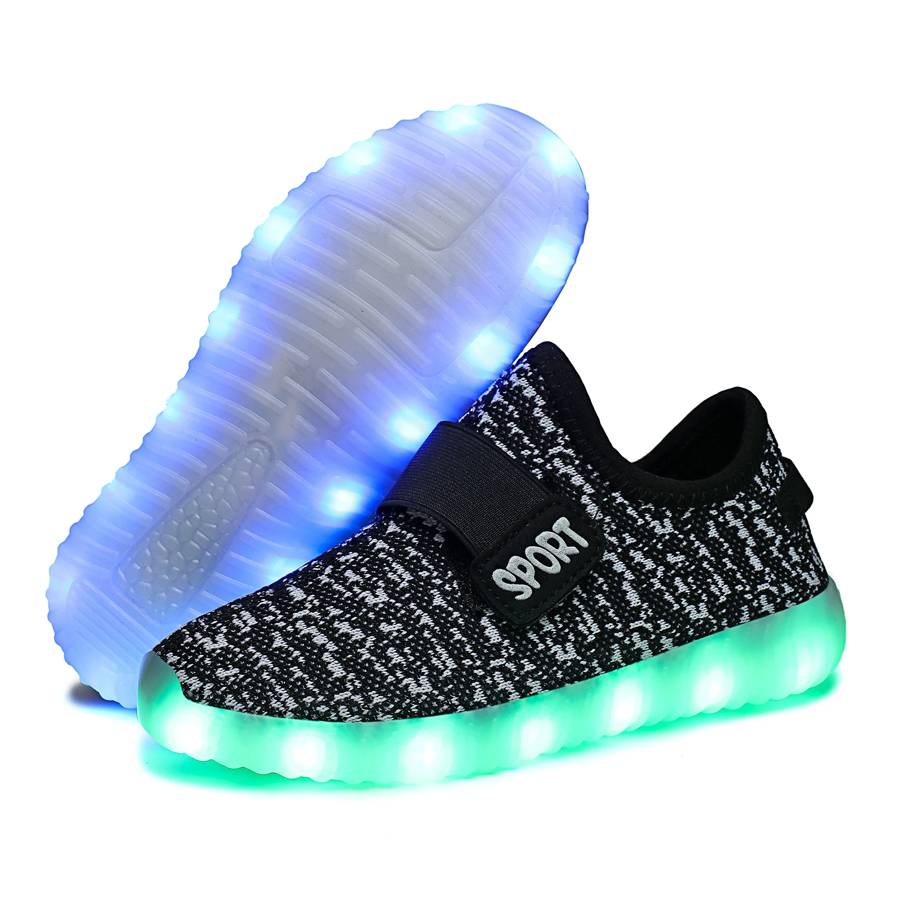 Оптовая продажа, детские кроссовки, детская спортивная легкая обувь для маленьких девочек и мальчиков со светодиодной подсветкой, 161
