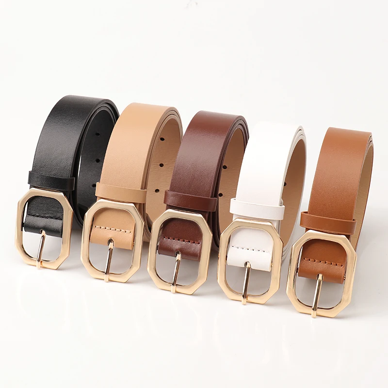 Новый Классический женский ремень из искусственной кожи с простой атмосферой декоративная квадратная пряжка универсал
