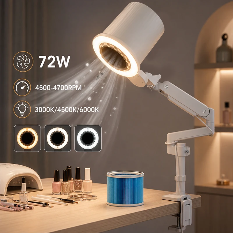 Beauty Salon Equipment Manicure Desk Lamp Overhead Hood Pedicure Nail Dust Collector for Beauty Salon Dental Lab
