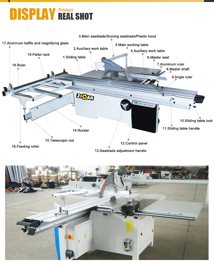 Zicar New Design Sliding Table Saw Melamine Board Cutting Machine With