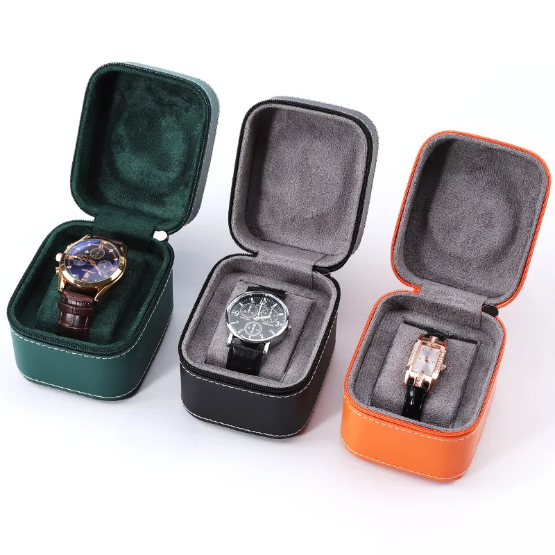 PU Leather Watch Box Business Zipper Portable Packaging Advanced