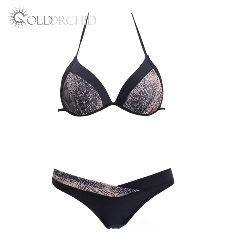 High Quality Summer Snake Print 2 Piece Bikini Swimwear Beachwear for Mature Women