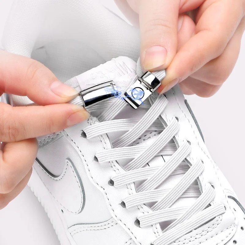 Details about   1Pair Sneakers Elastic Locking Round Shoe Laces No Fasten Lazy Shoelace Hot
