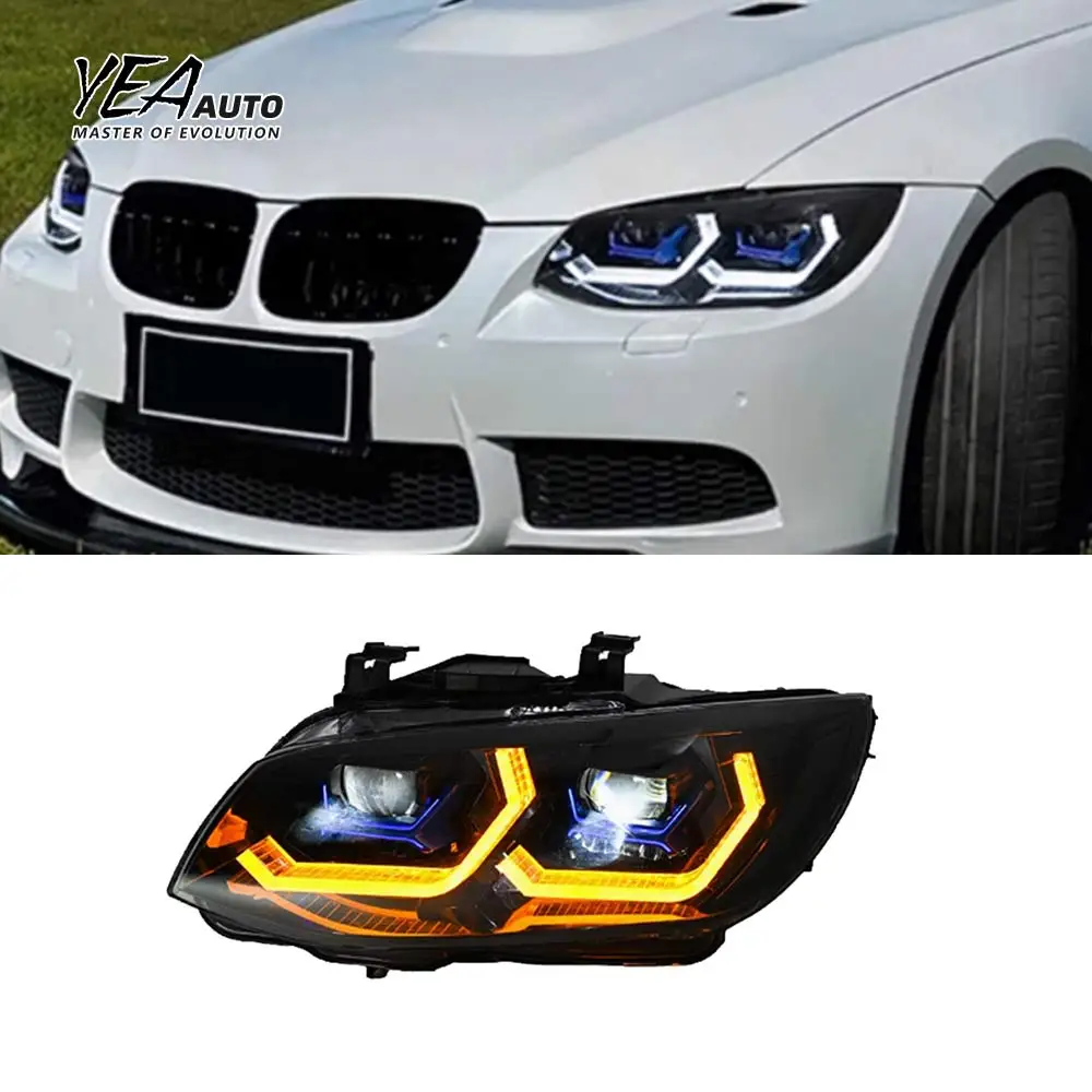 مصباح أمامي معدل، إضاءة أمامية LED لسيارة bmw سلسلة 3 E92 E93 M3، إكسسوارات سيارة مصباح أمامي 2007 - 2013، مصابيح E92 RGB