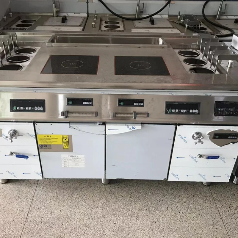 Commercial  Lift-up 6 Basket Pasta Cooker with Dual Burner Induction High-Efficiency Noodle Boiler for Restaurants