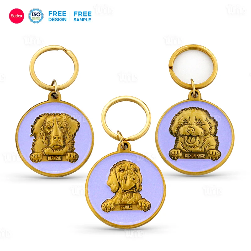 Wholesale Custom 3d Promotional Metal Keychain Design Your Own Cute Puppy Personalized Soft Enamel Souvenir Alloy Keychain