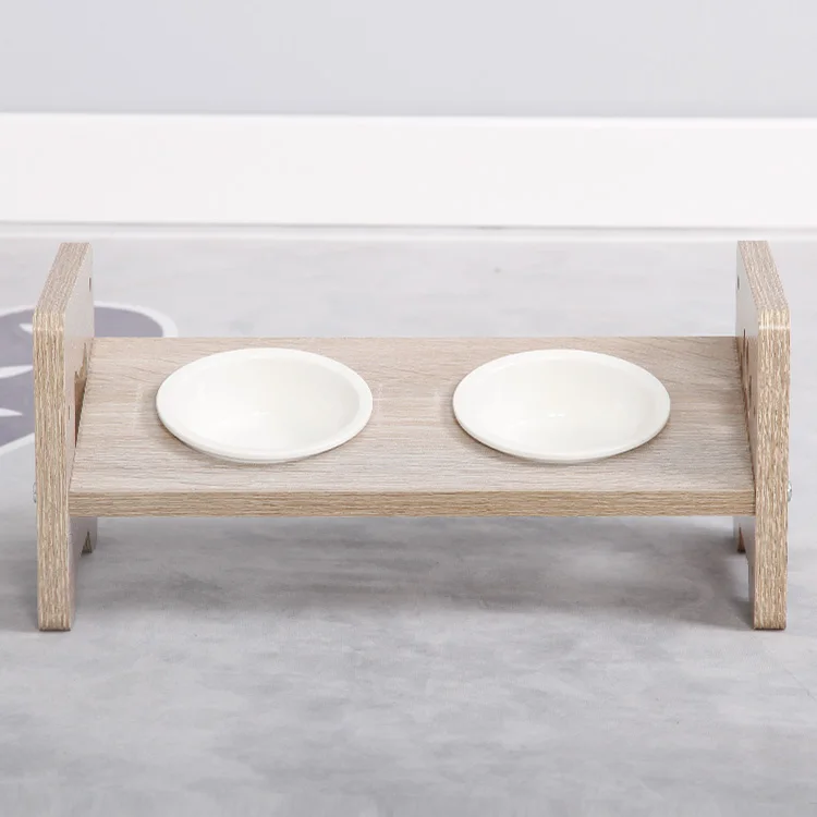 Фарфоровая керамическая миска для воды с деревянной рамой и регулируемой высотой для еды для собак, кошек, домашних животных