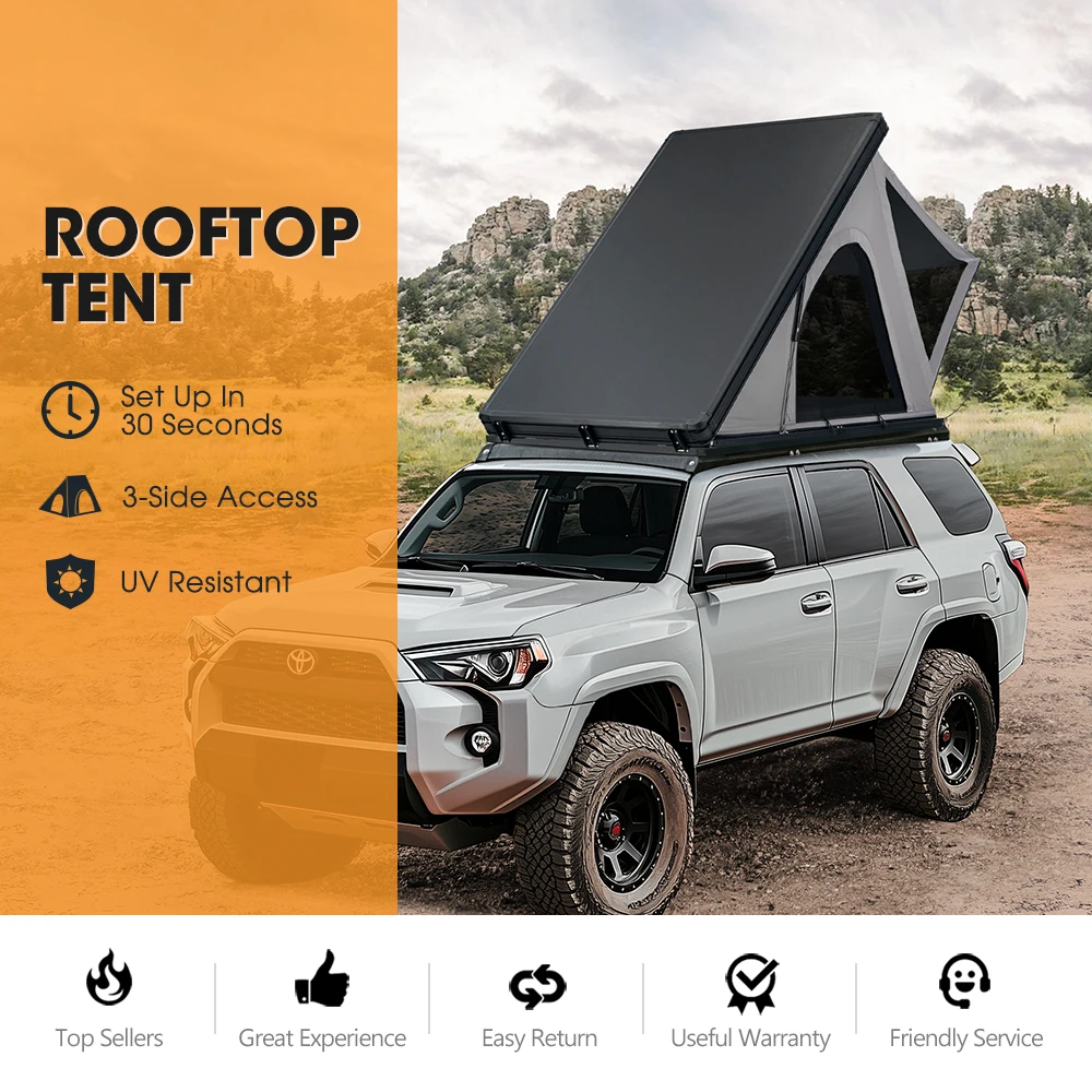 Thin Lightweight Aluminum Triangle Hard Shell Roof Top Tent Car 2-3 ...