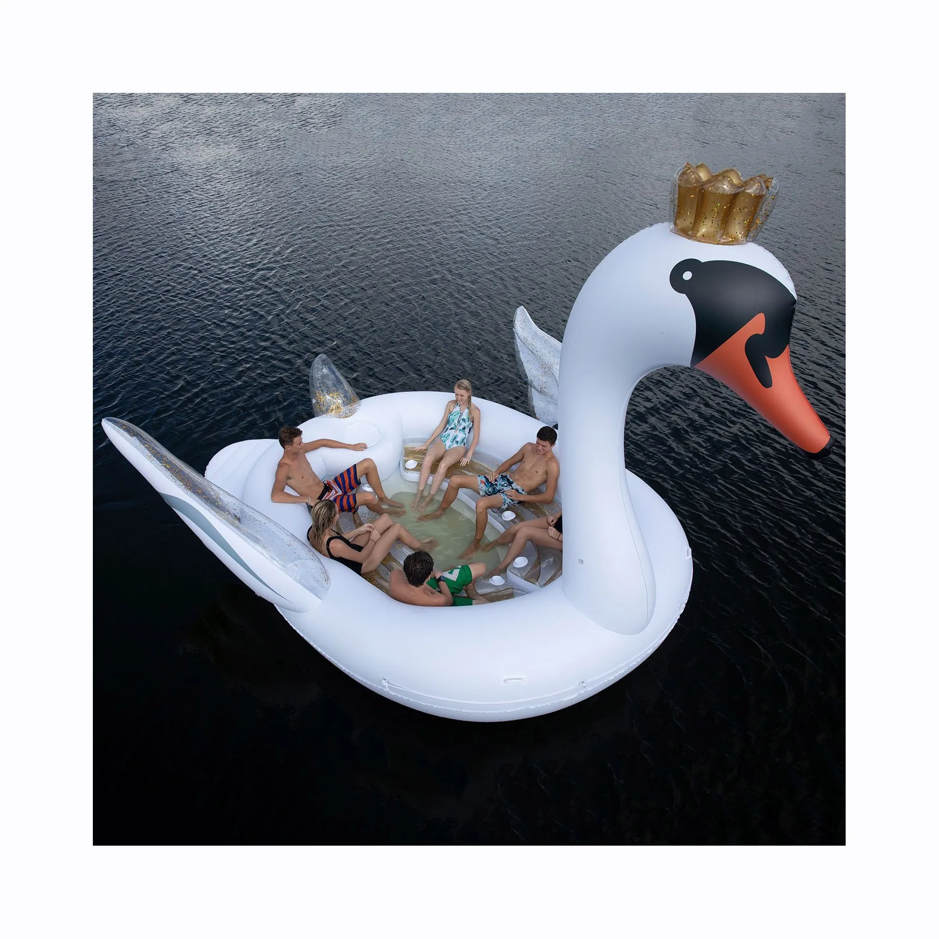 Glitter Pvc Inflatable Swan Water Pool 