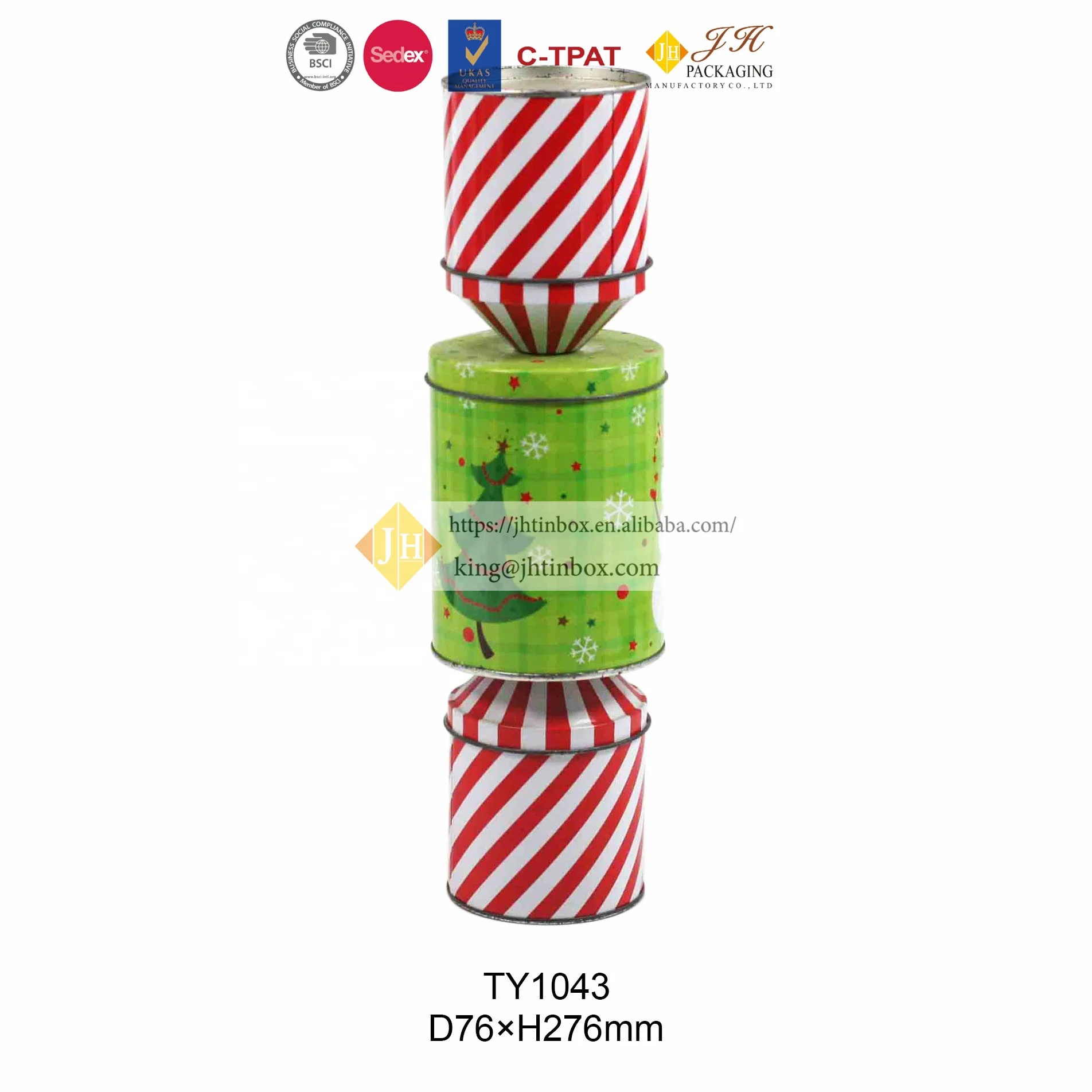 JH Clear and Bright Rocket Shape Toy Tin Box