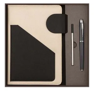 N2822 Able A5 Imitation Leather Hardcover Sewing Bound Notebook Pen Set 100 Sheets Customized Business Gifts Corporate Annual
