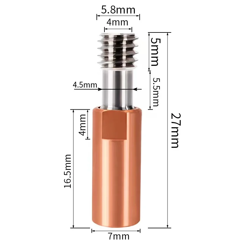 FLASHCREATE V5 Heat Break Hotend Throat – M6, TC4 Tube, Teflon, For E3D V5, 1.75mm/3mm
