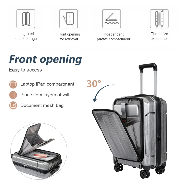 Special Design ABC PC 4 Wheels PU leather Luggage Suitcases Sets For School Long-distance Travel