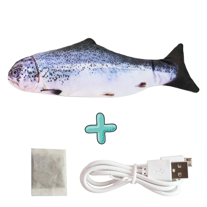 Electric Plush Auto-Moving Catnip Toy Eco-Friendly Soft Wave Tail Robot Salmon Fish Lifelike Style