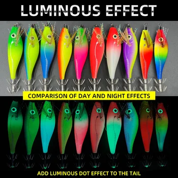 Luminous Squid Jig Lure Sea Fishing Wood Shrimp Lure Saltwater Cuttlefish Squid Jig Hook Bait – Metal Jig – view 4
