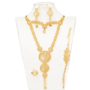 Africa Jewelry Set for Women Brass with Gold Plating Jewelry Sets Bracelet Necklace Ring Fine Jewelry Set
